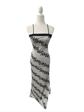Vintage Y2K Silver & Black Floral Maxi Dress